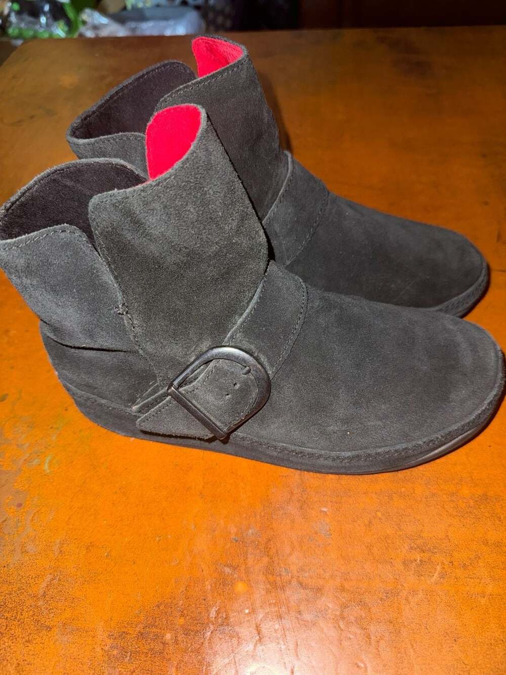 FitFlop Dash Suede Ankle Boots Black Buckle Comfort Shoes
